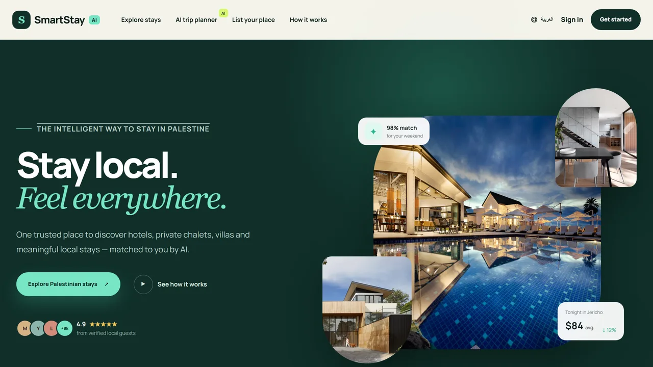 SmartStay AI Palestine interface